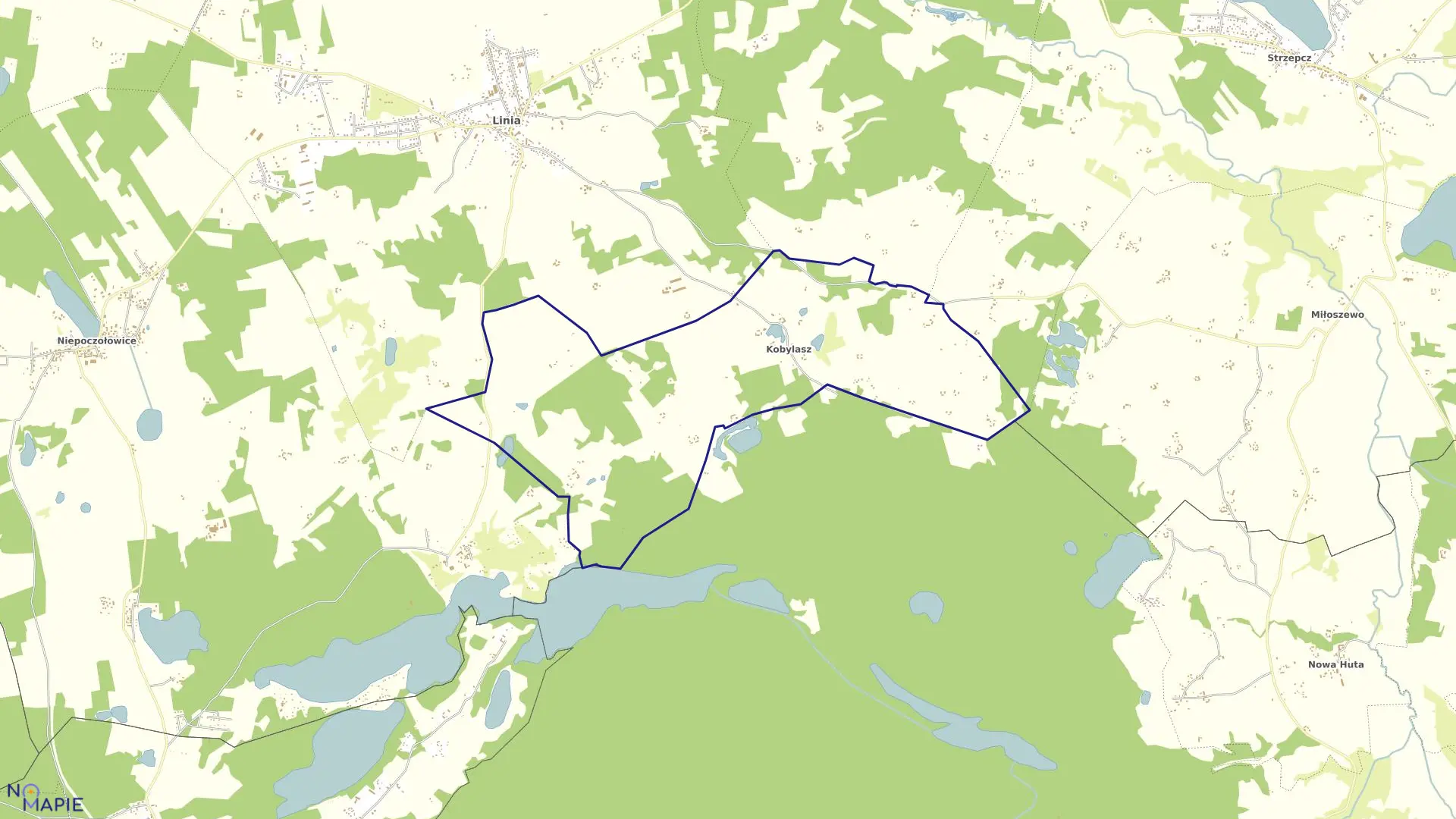 Mapa obrębu Kobylasz w gminie Linia